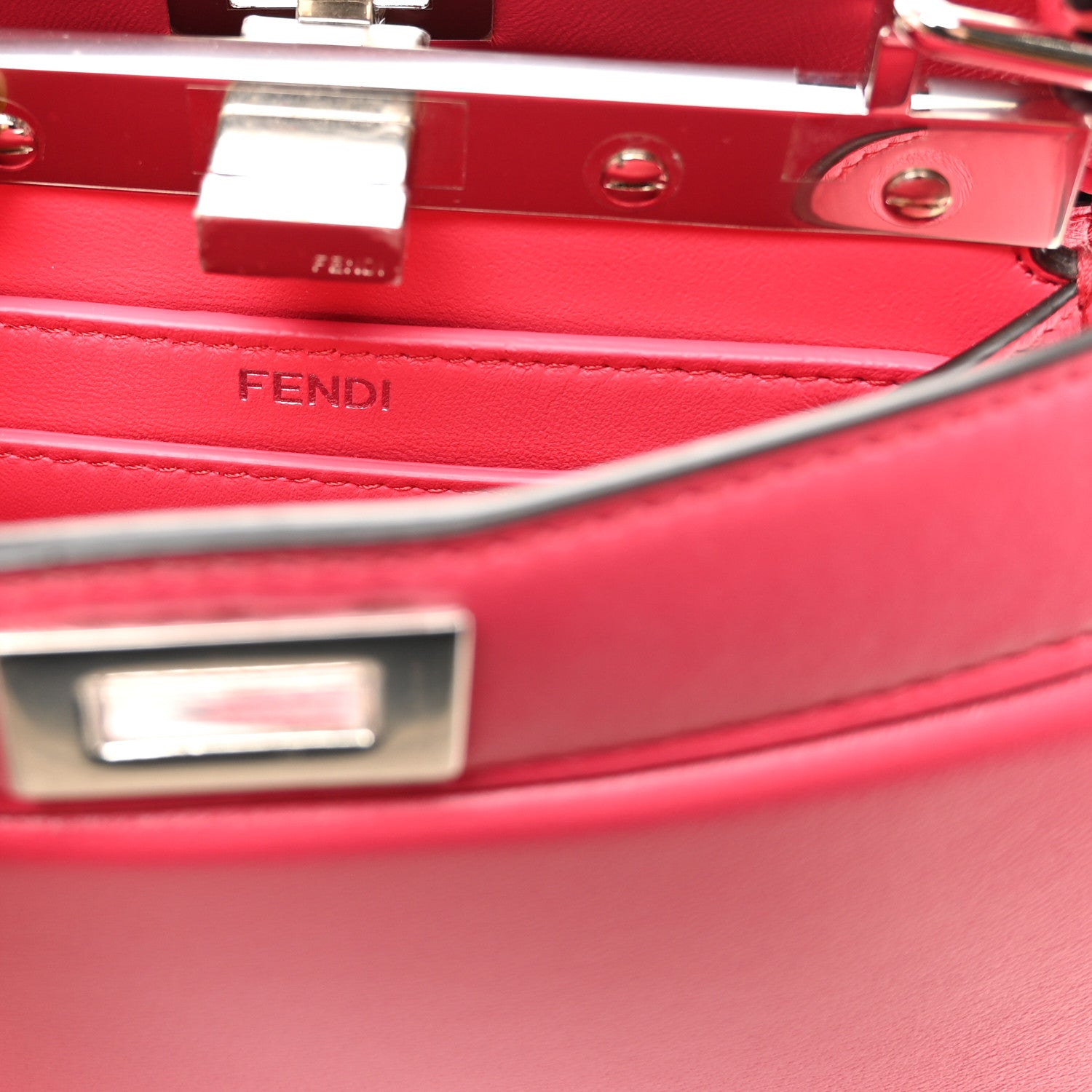 Fendi Shiny Nappa Petite Peekaboo I SEE U Satchel Lampone 8 of 11