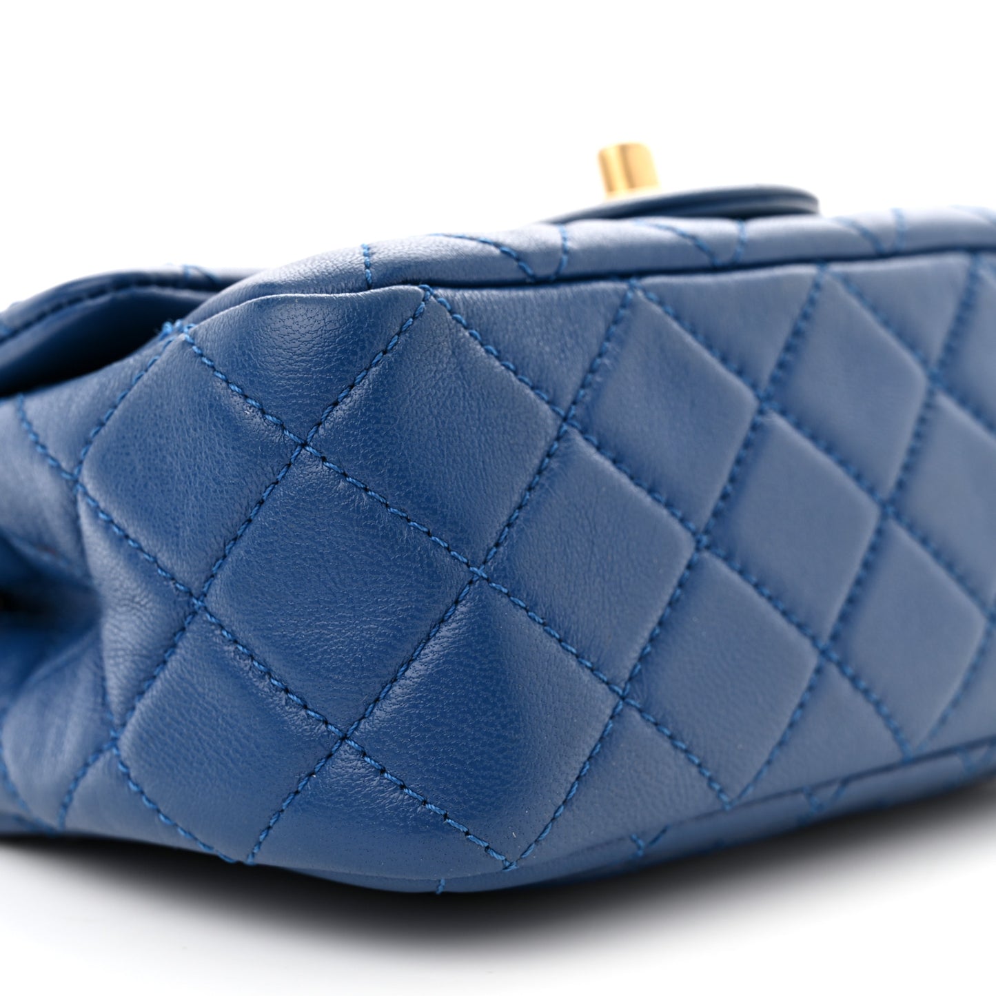 Lambskin Quilted Mini Pearl Crush Flap Blue