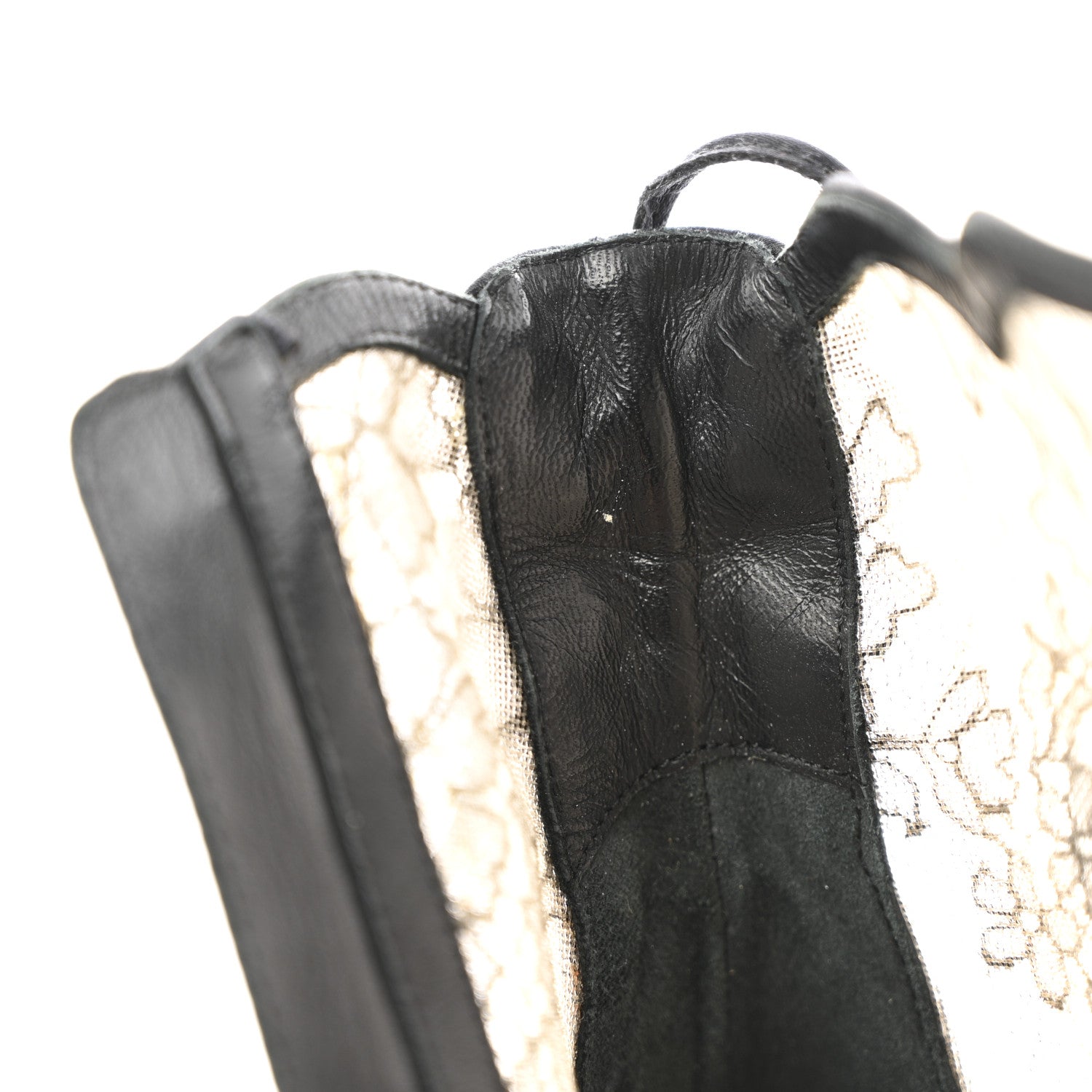 Christian Dior Suede Transparent Mesh Floral Embroidered Peep Toe Boots 37.5 Black 11 of 11