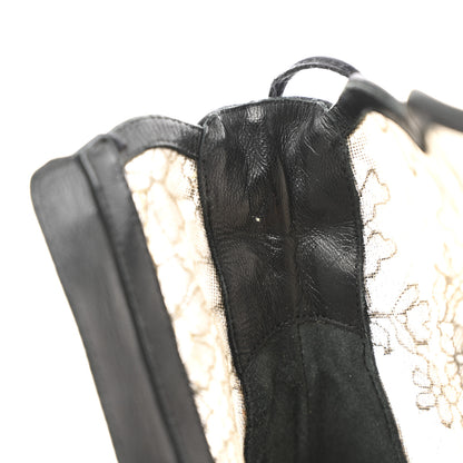 Christian Dior Suede Transparent Mesh Floral Embroidered Peep Toe Boots 37.5 Black 11 of 11