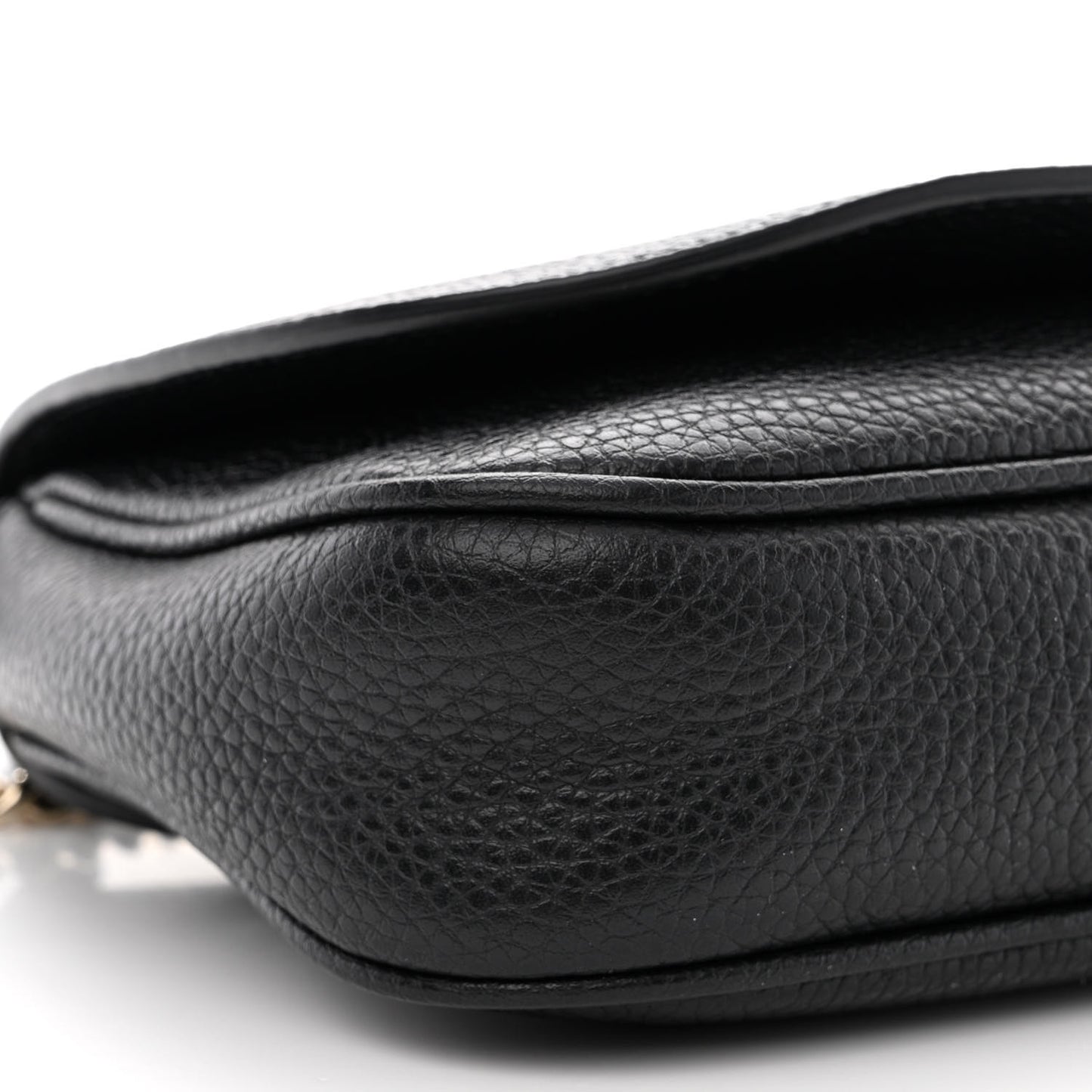 Pebbled Calfskin Medium Soho Flap Crossbody Black