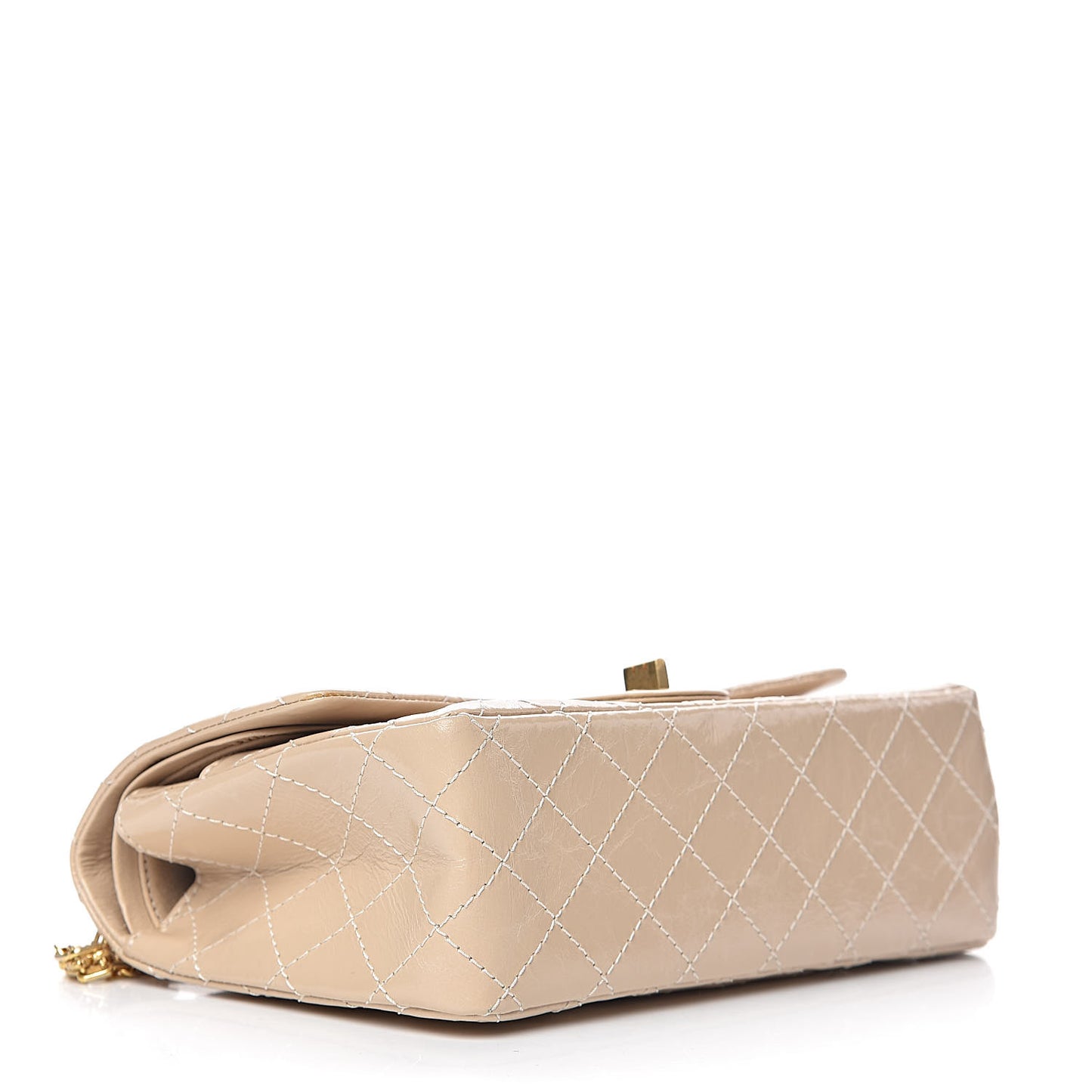 Patent Distressed Calfskin Quilted 2.55 Reissue 225 Flap Beige