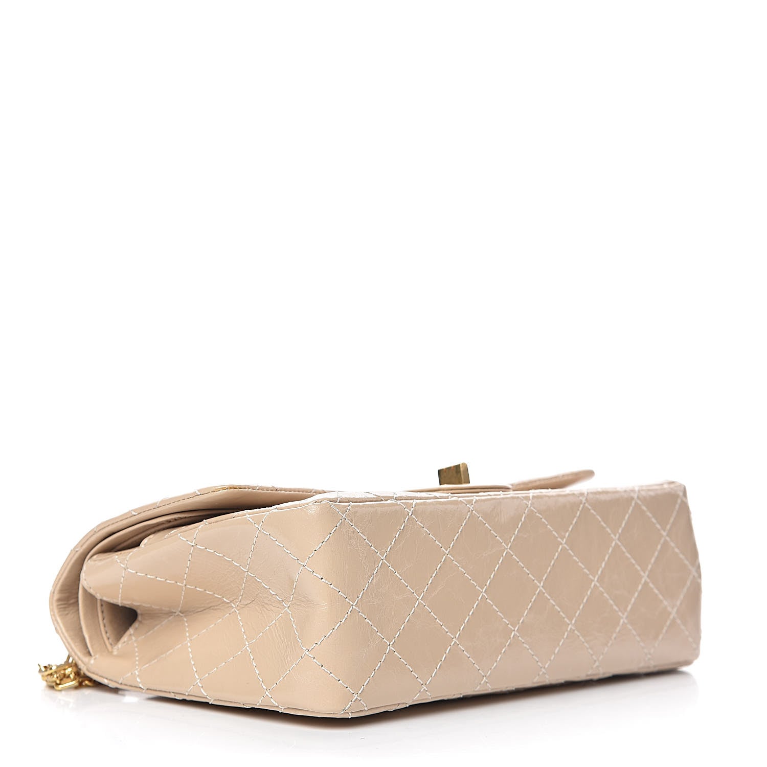 Chanel Patent Distressed Calfskin Quilted 2.55 Reissue 225 Flap Beige 4 of 11