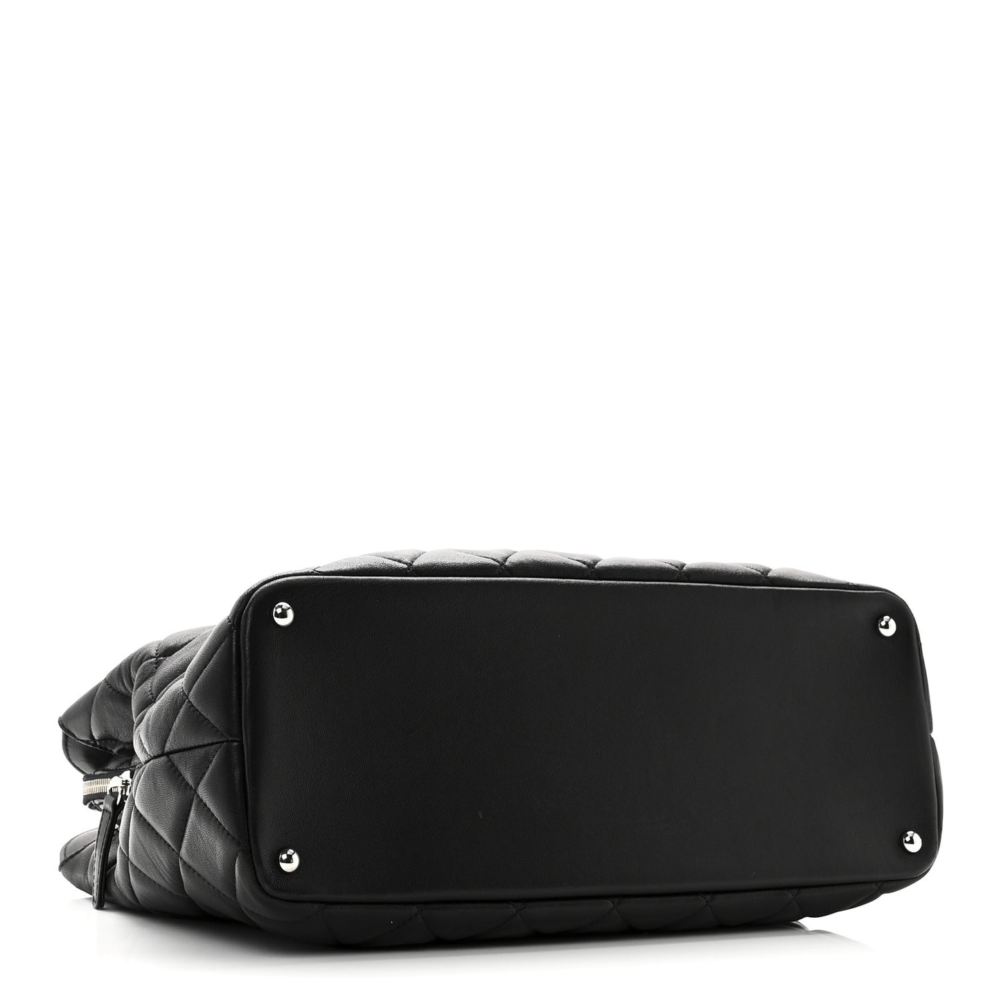 Lambskin Quilted Chic and Soft Shopping Tote Black