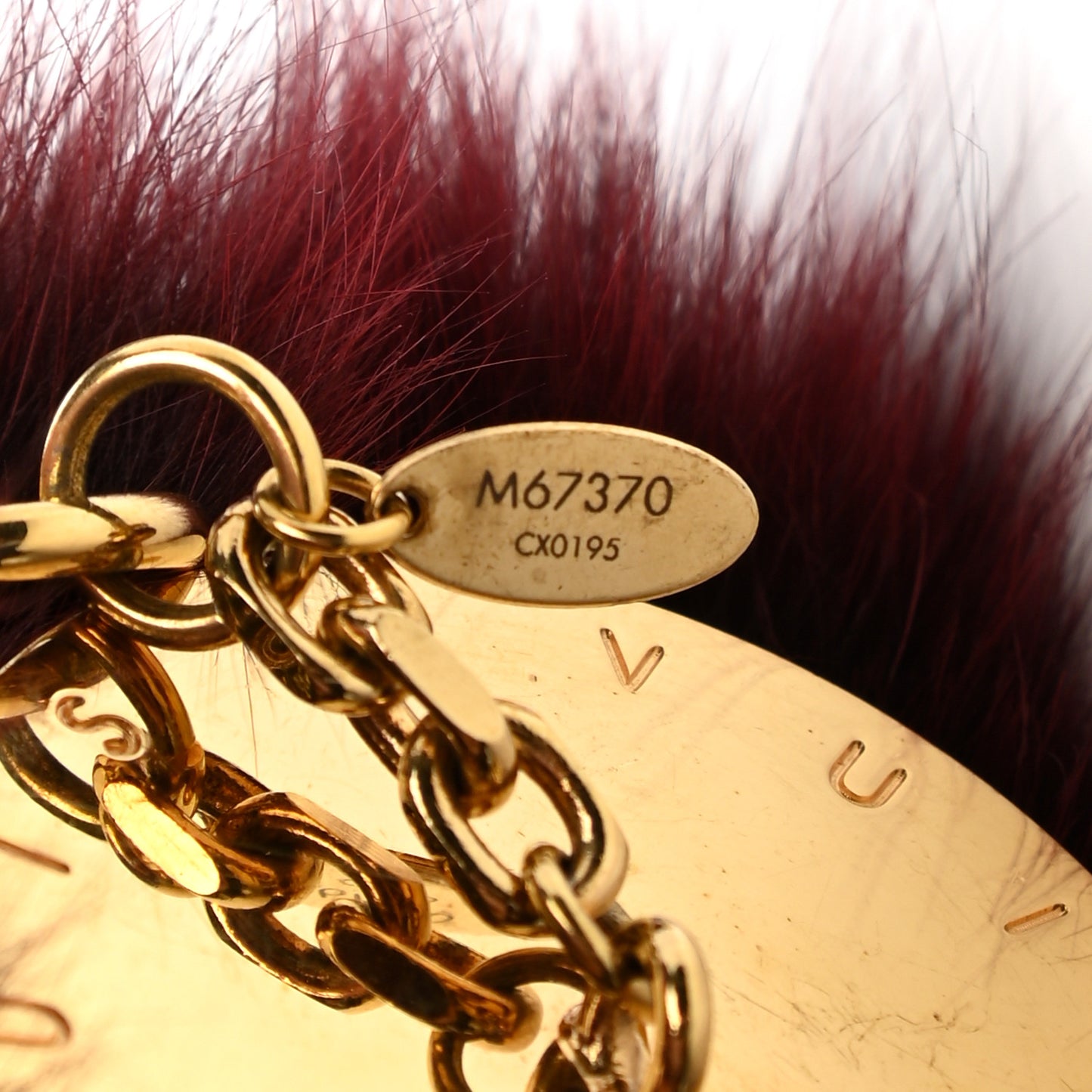 Fox Fur Fuzzy V Bag Charm Amarante