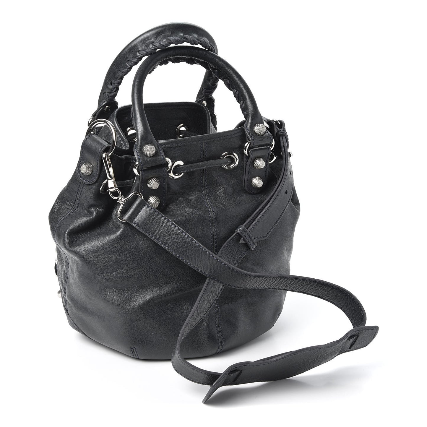 Agneau Giant 12 Silver Hardware Mini Pompon Anthracite