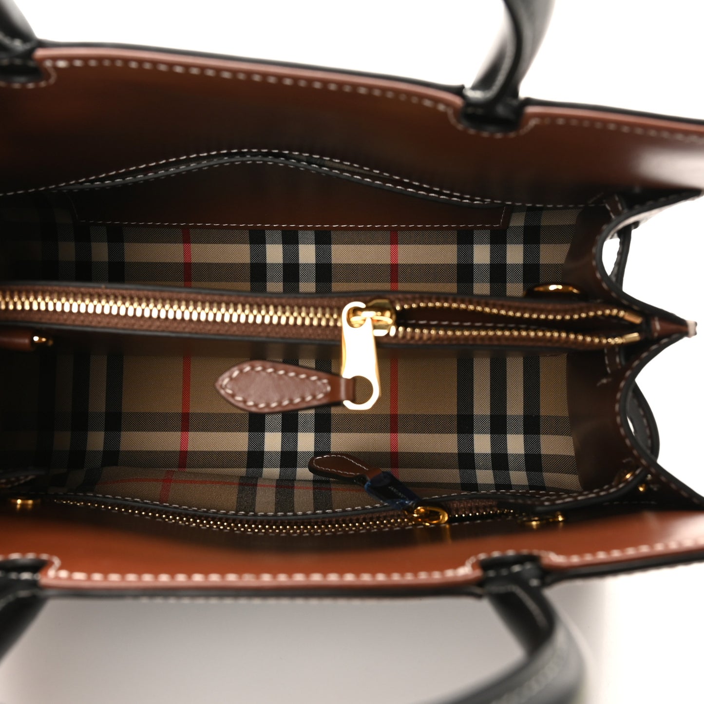 Calfskin Vintage Check Baby Two Handle Title Bag Black