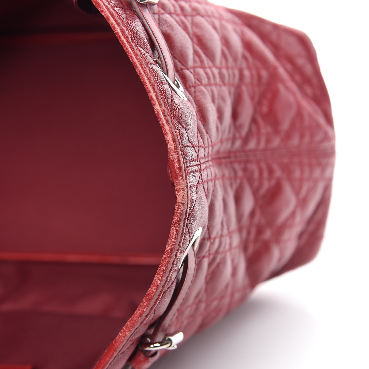 Christian Dior Coated Canvas Cannage Medium Panarea Tote Red 8 of 12