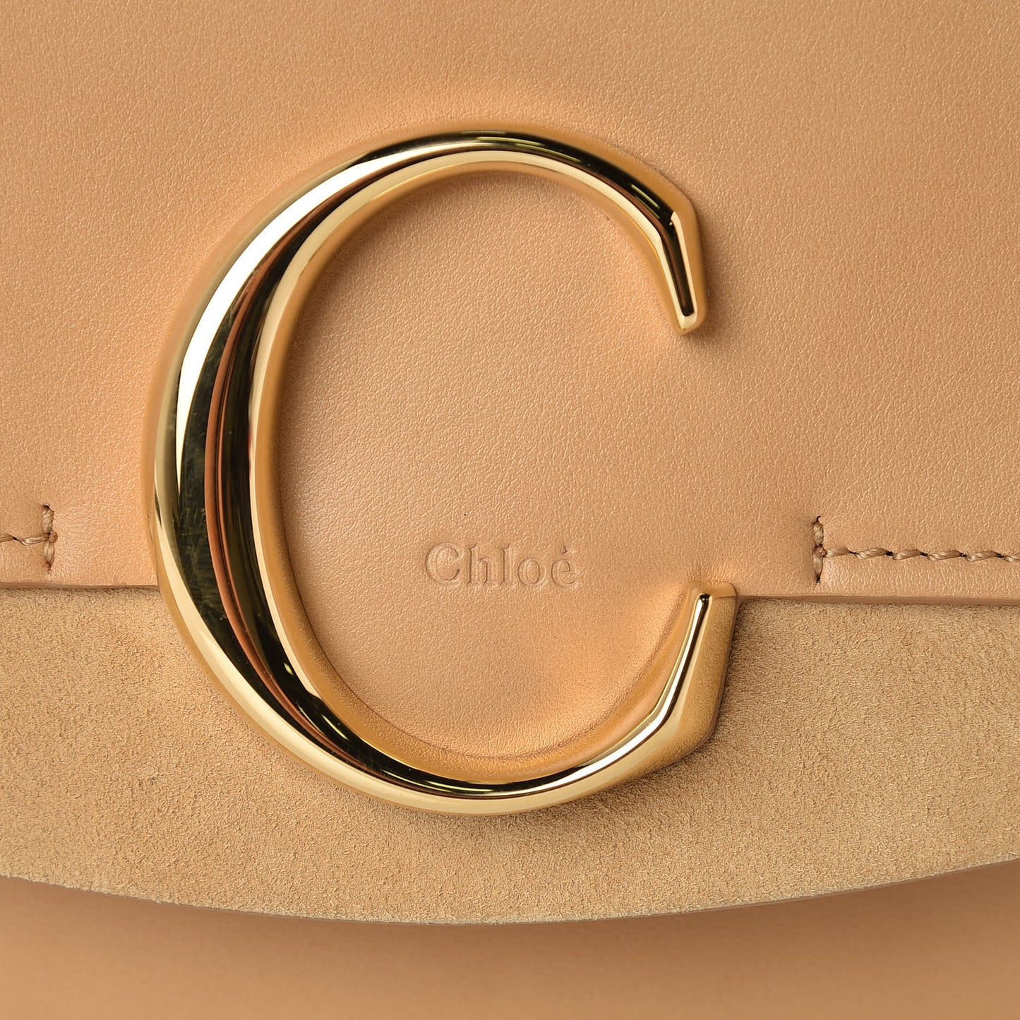 Calfskin Suede C Clutch With Chain Bleached Brown