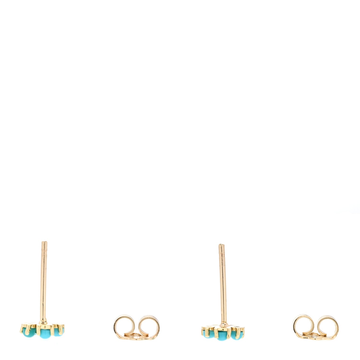 Jennifer Meyer 18K Yellow Gold Diamond Turquoise Flower Stud Earrings 3 of 5