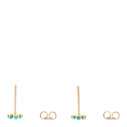 Jennifer Meyer 18K Yellow Gold Diamond Turquoise Flower Stud Earrings 3 of 5