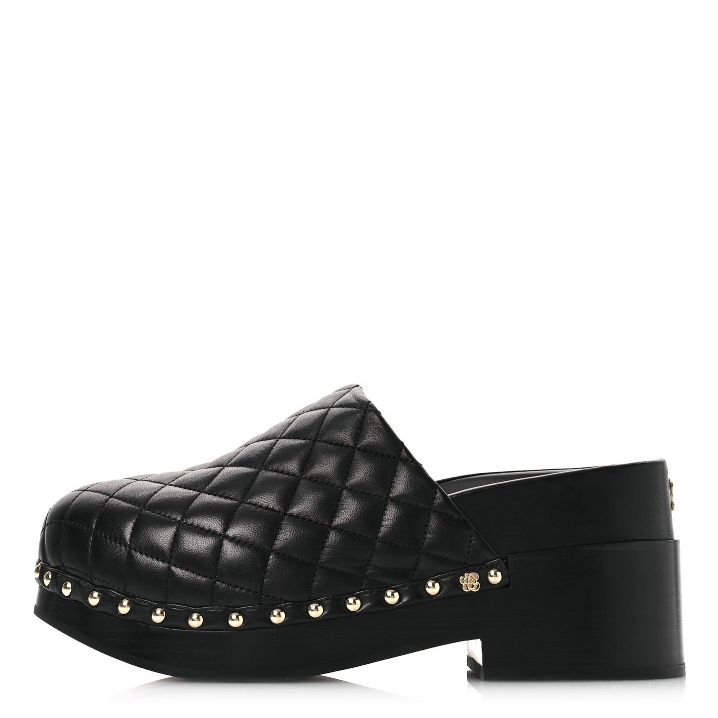 Lambskin Quilted CC Clogs 39 Black