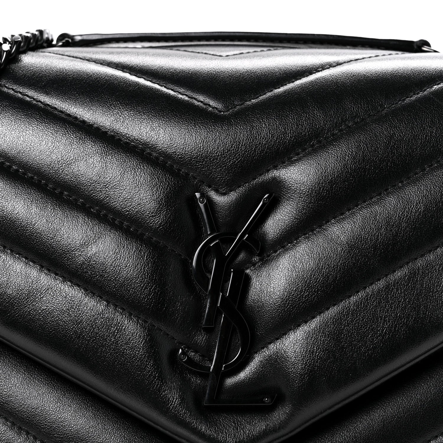 Saint Laurent Calfskin Y Quilted Monogram Monochrome Medium Loulou Chain Satchel Black 8 of 12