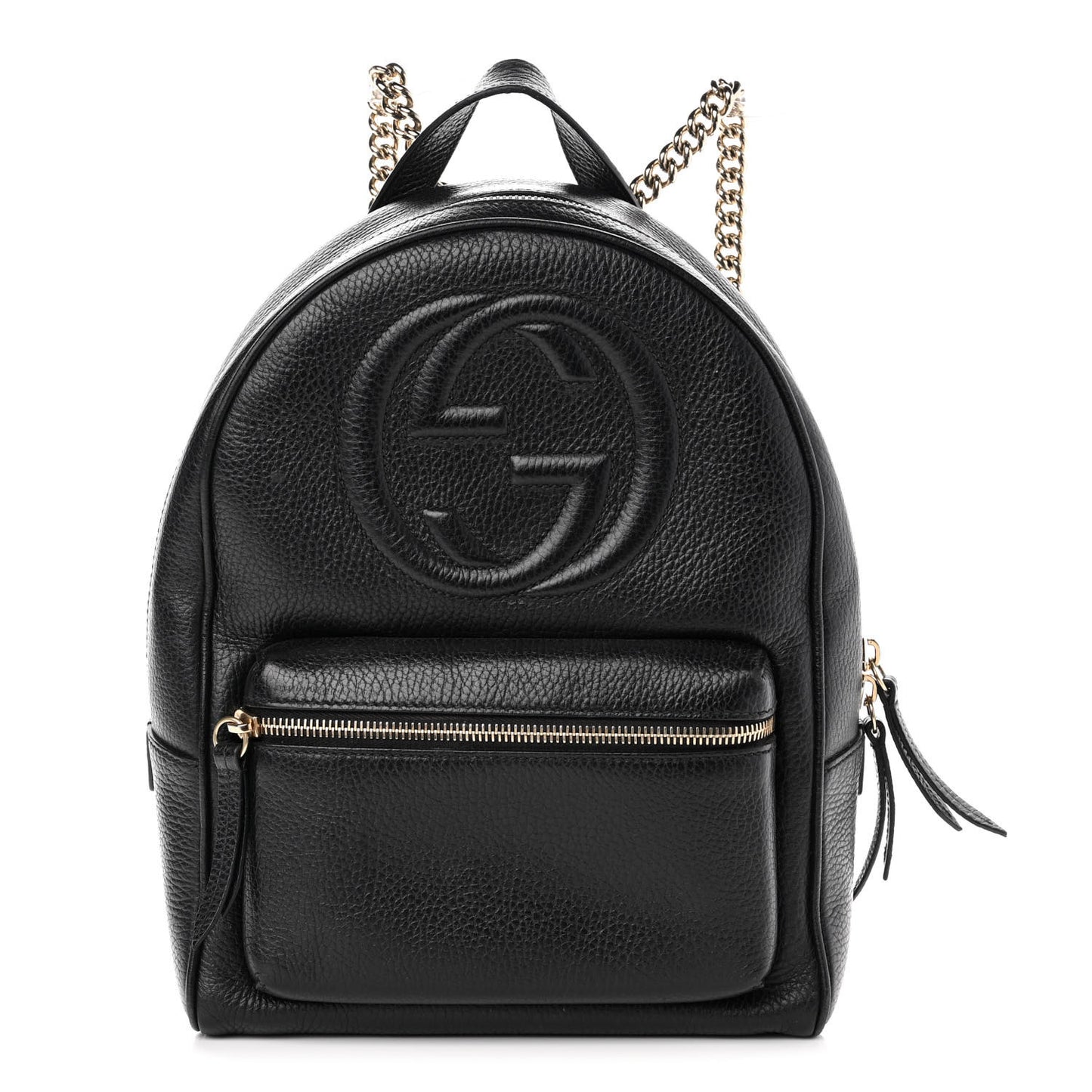 Pebbled Calfskin Soho Chain Backpack Black