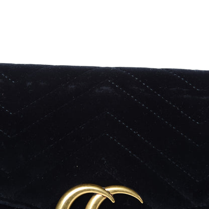 Gucci Velvet Matelasse Small GG Marmont Shoulder Bag Black 12 of 13