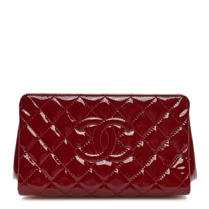 Chanel Patent CC Quilted Timeless Clutch Red 1 of 9