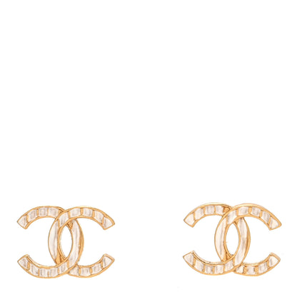 Chanel Metal CC Earrings Gold White 1 of 4