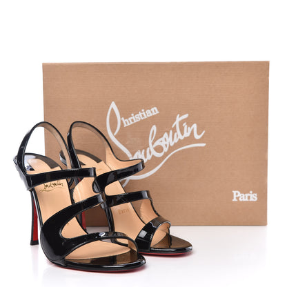 Christian Louboutin Patent Vavazou Asymmetric 100 Strappy Sandals 35.5 Black 8 of 8