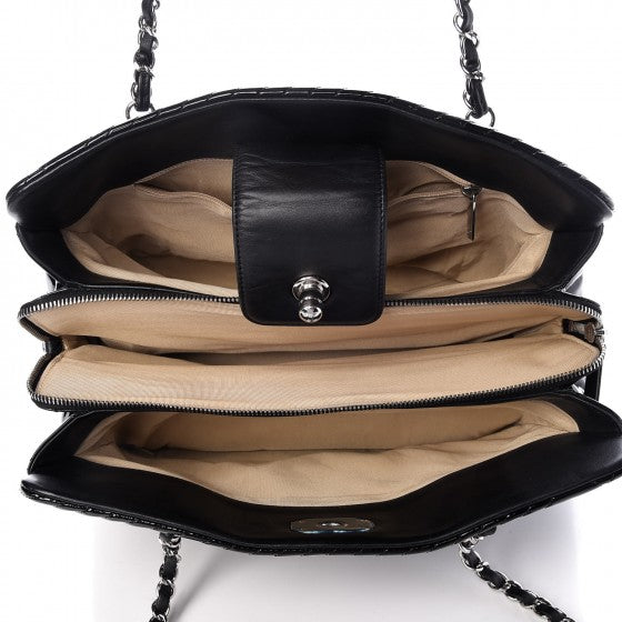 Patent Quilted Coco Boy Shoulder Bag Black