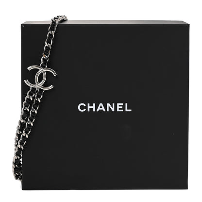 Chanel Metal Patent CC Double Chain Choker Black Silver 5 of 5