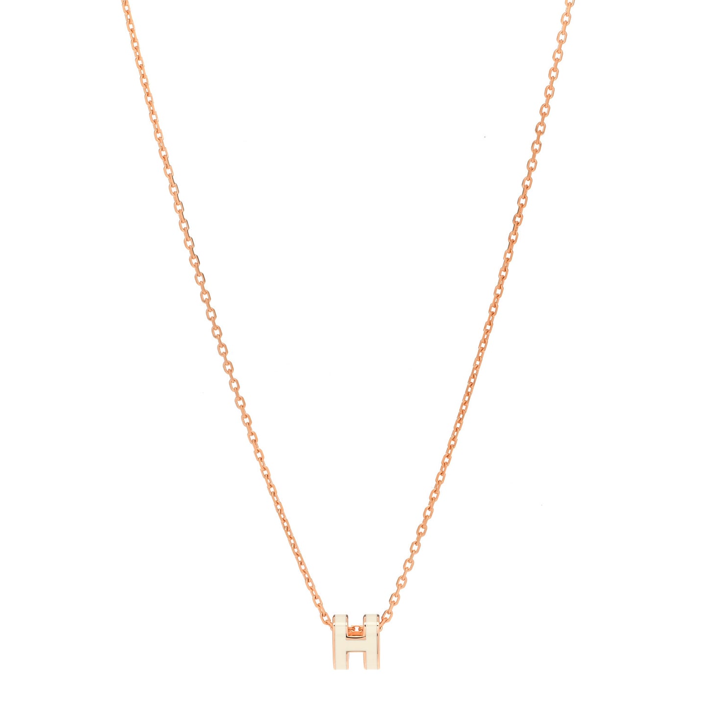 Lacquered Rose Gold Mini Pop H Pendant Necklace White