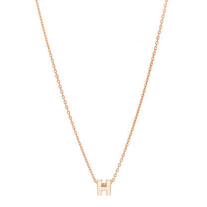 Hermes Lacquered Rose Gold Mini Pop H Pendant Necklace White 1 of 7