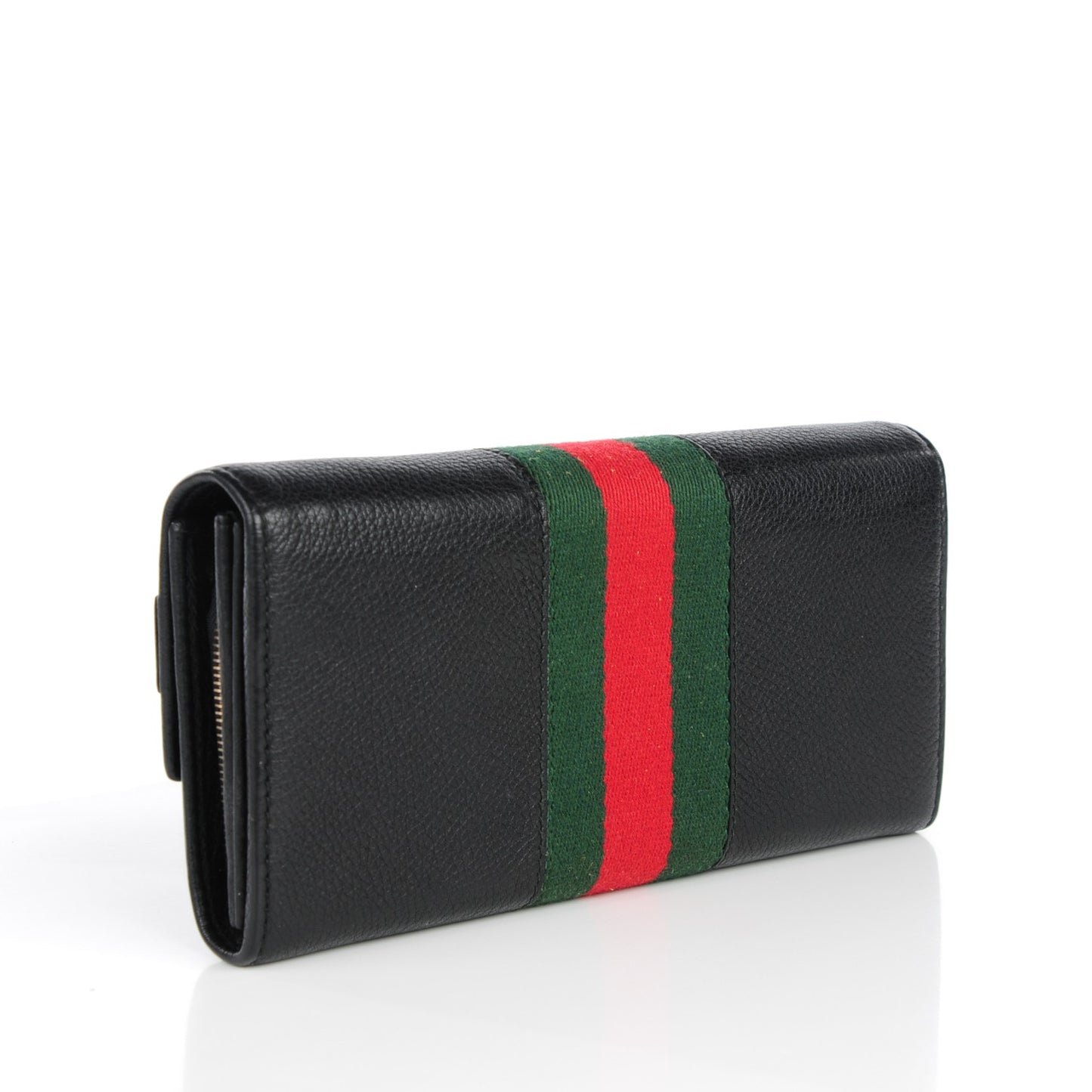 Calfskin Web Horsebit Chain Clutch Wallet Black