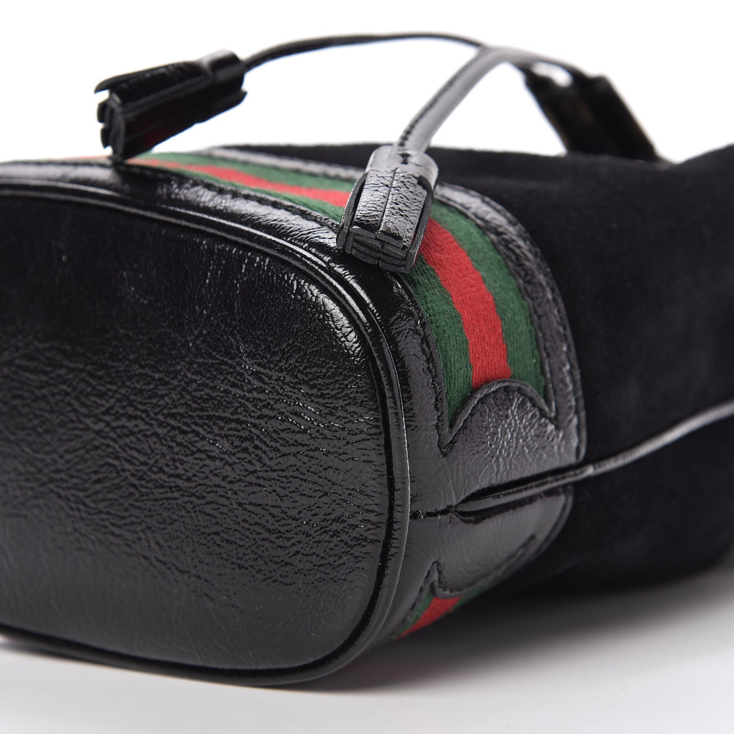 Gucci Suede Patent Web Mini Ophidia Bucket Bag Black 7 of 9