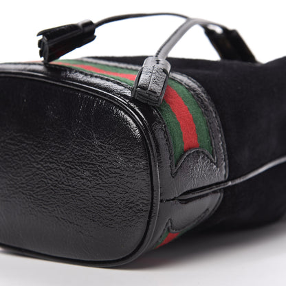 Gucci Suede Patent Web Mini Ophidia Bucket Bag Black 7 of 9