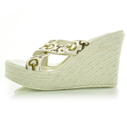 Gucci Bamboo Horsebit Print Espadrille Wedge Sandals 8.5 2 of 8