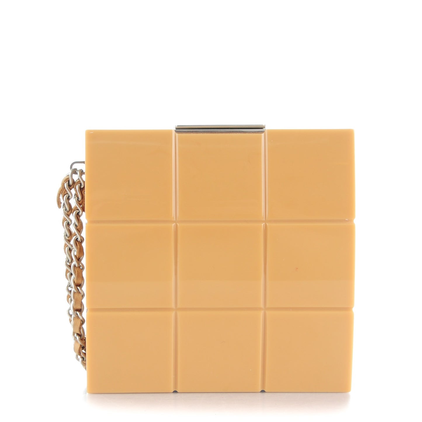 Plexiglass Minaudière Wristlet Clutch Beige