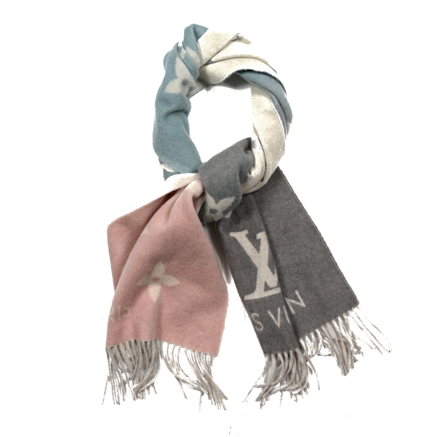 Louis Vuitton Cashmere Monogram Reykjavik Scarf Bleu Rose 1 of 3