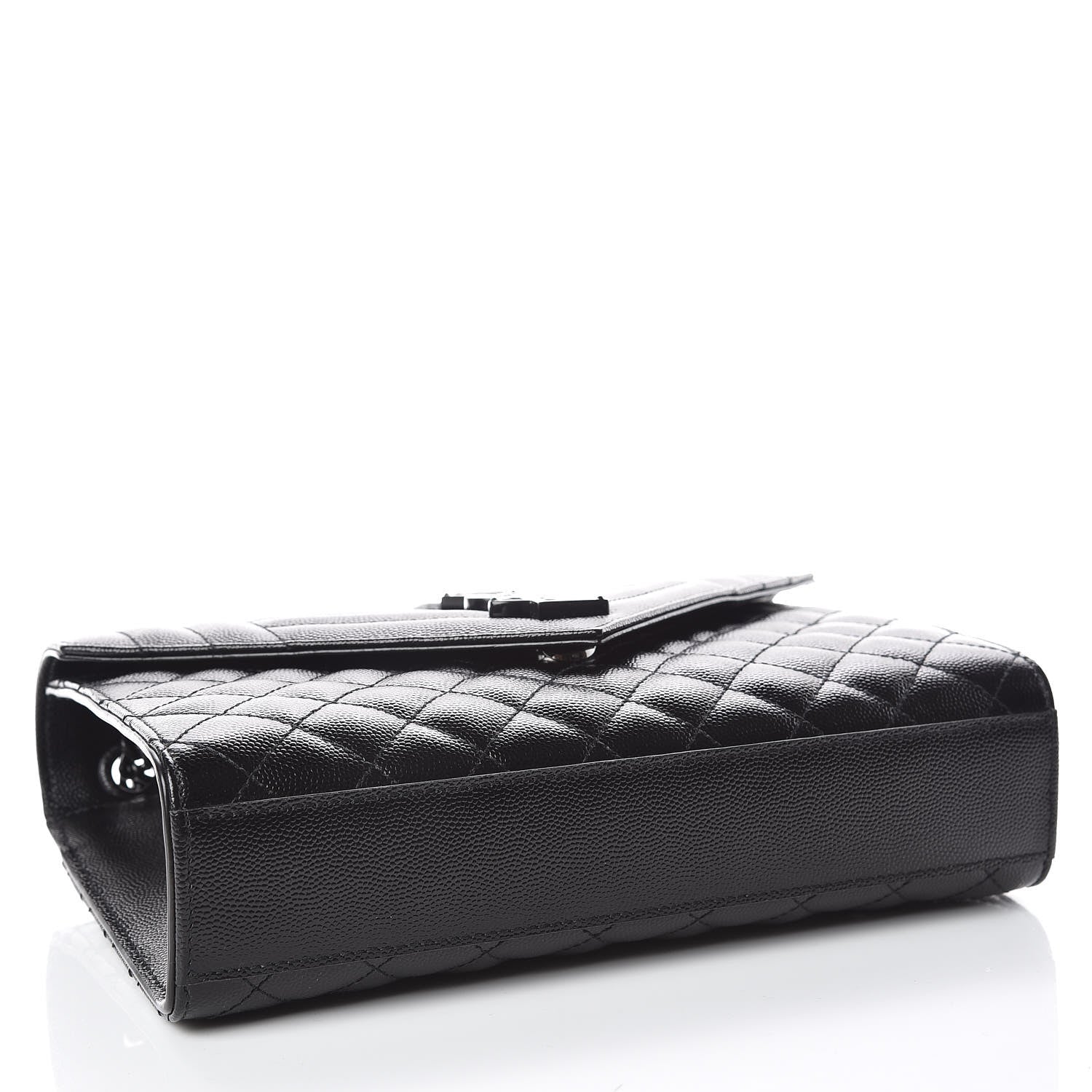 Saint Laurent Grain De Poudre Textured Mixed Matelasse Triquilt Medium Monogram Satchel Black 4 of 10
