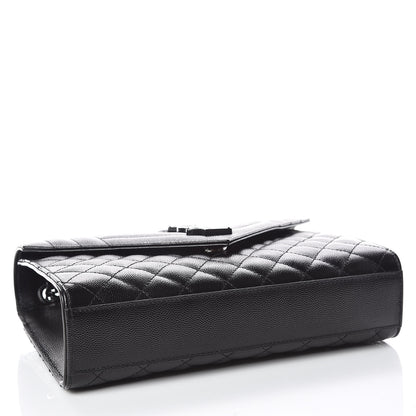 Saint Laurent Grain De Poudre Textured Mixed Matelasse Triquilt Medium Monogram Satchel Black 4 of 10