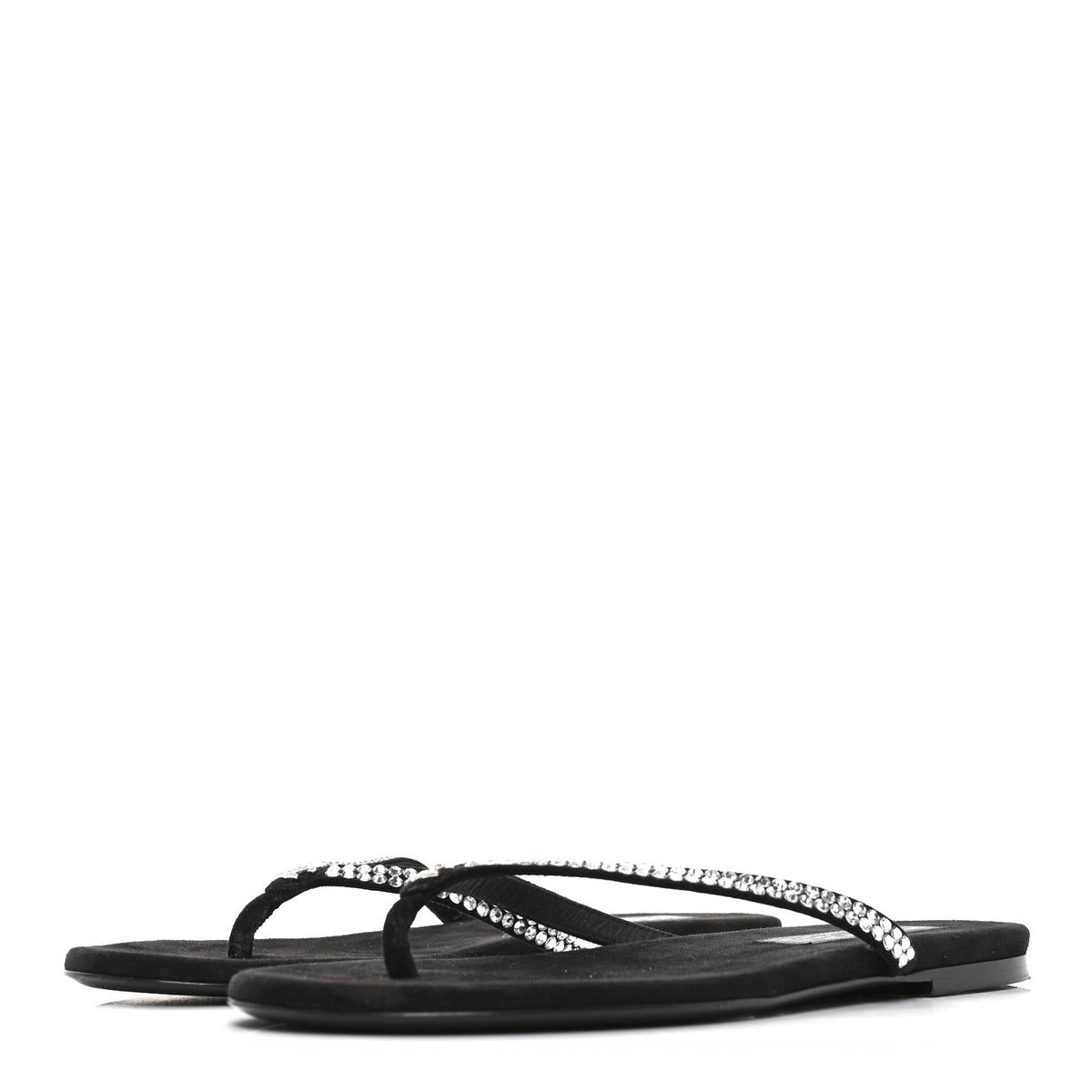 Chanel Suede Kidskin Strass CC Thong Sandals 37 Black 4 of 8