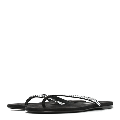 Chanel Suede Kidskin Strass CC Thong Sandals 37 Black 4 of 8