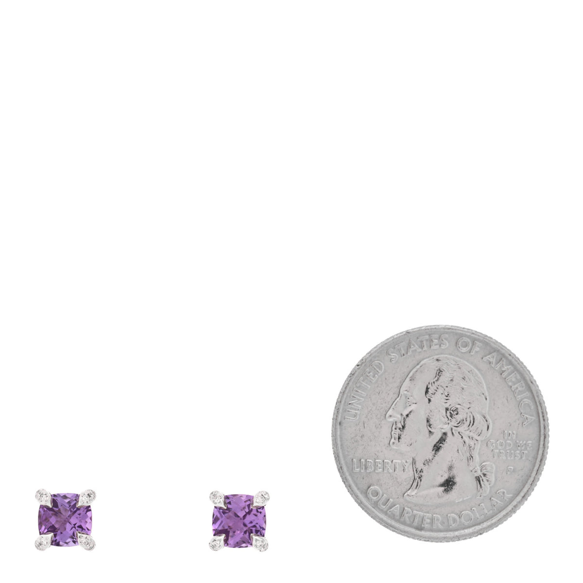 David Yurman Sterling Silver Diamond Amethyst Petite Chatelaine Earrings 2 of 4