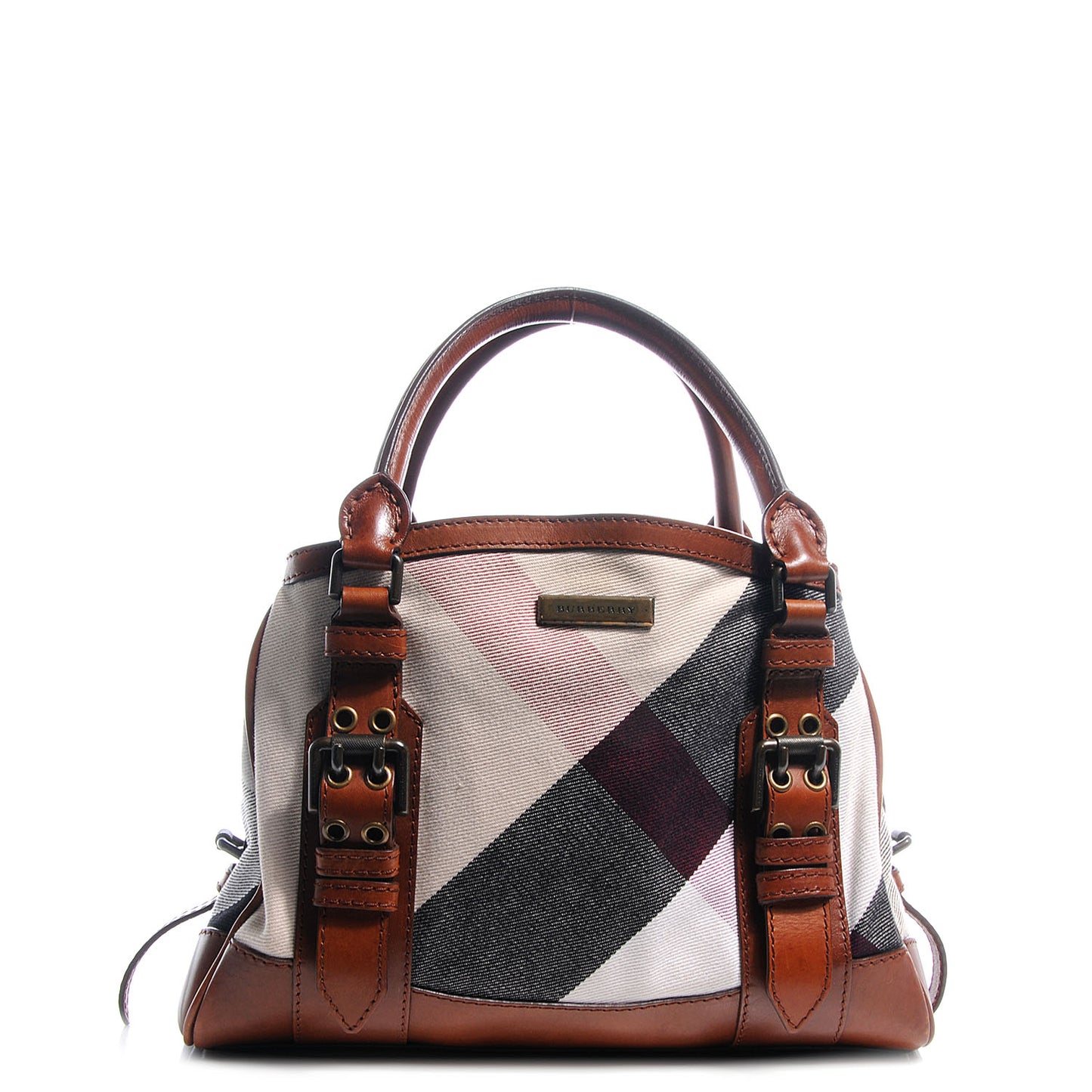 Mega Check Canvas Small Marston Tote Pale Beige