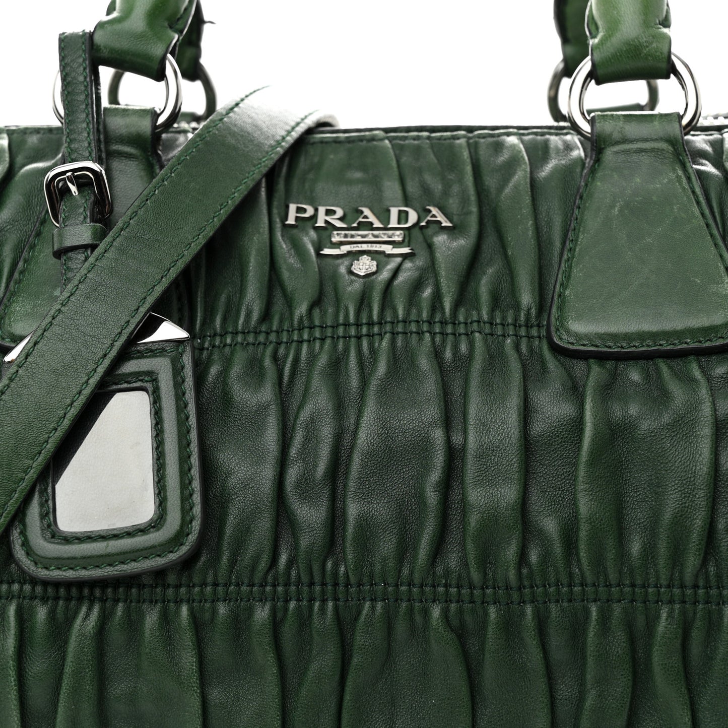 Nappa Gaufre Double Zip Tote Green