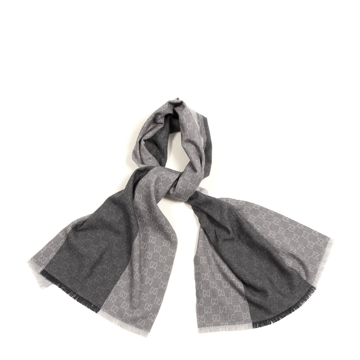 Wool GG Monogram Newov Scarf Lead Light Grey