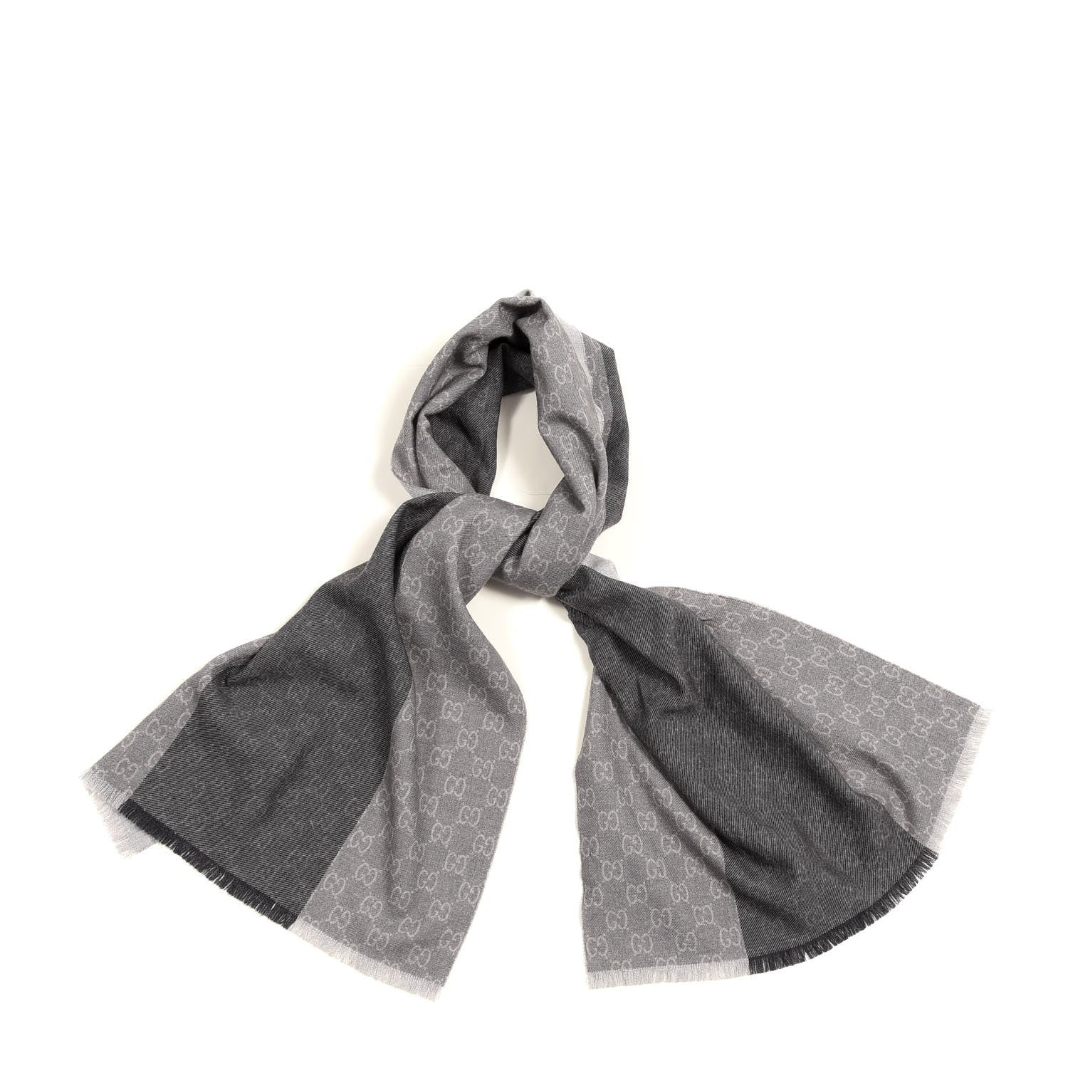 Gucci Wool GG Monogram Newov Scarf Lead Light Grey 1 of 4