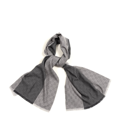 Gucci Wool GG Monogram Newov Scarf Lead Light Grey 1 of 4
