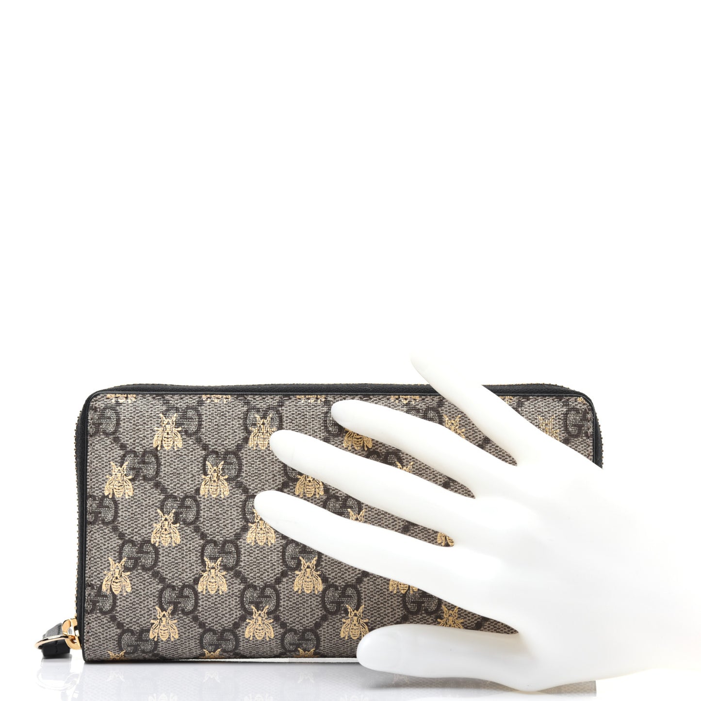 GG Supreme Monogram Bees Zip Around Wallet
