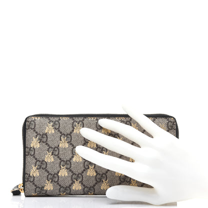 Gucci GG Supreme Monogram Bees Zip Around Wallet 2 of 11