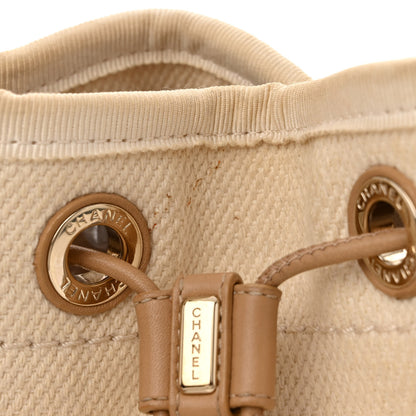 Chanel Canvas Pearl Deauville Drawstring Bucket Bag Ecru Beige 12 of 12