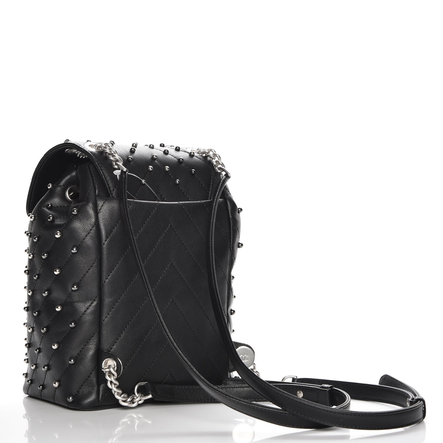 Chanel Lambskin Chevron Quilted Studded Stud Wars Backpack Black 6 of 9