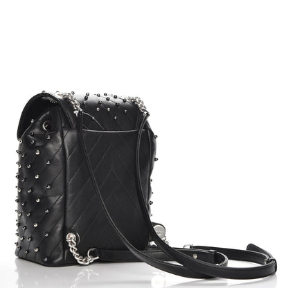 Chanel Lambskin Chevron Quilted Studded Stud Wars Backpack Black 6 of 9
