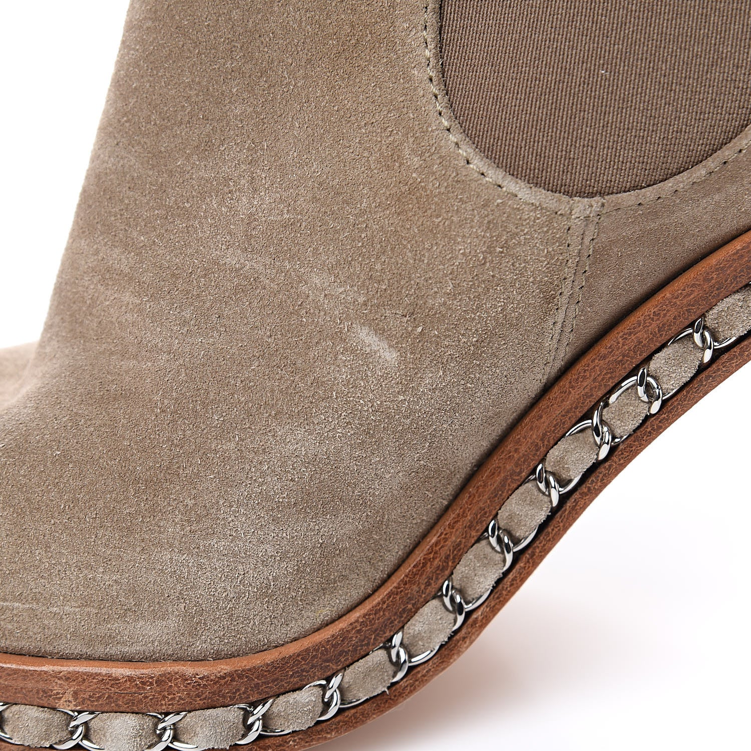 Chanel Suede Chain Around Elastic Boots 41.5 Light Brown 10 of 11