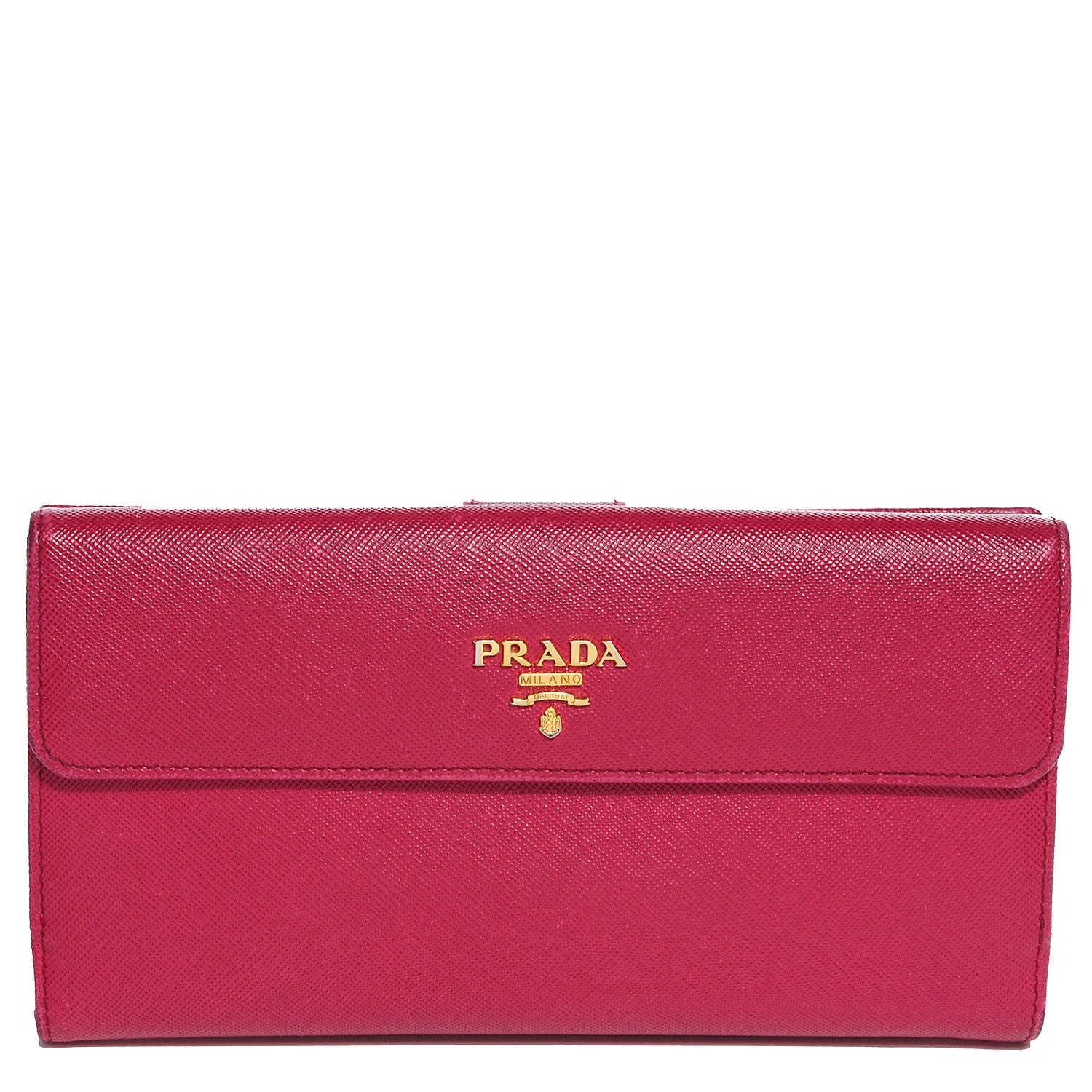 Prada Saffiano Metal Continental Wallet Ibisco 1 of 9