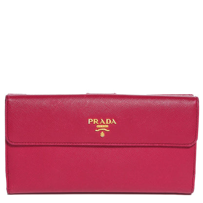 Prada Saffiano Metal Continental Wallet Ibisco 1 of 9